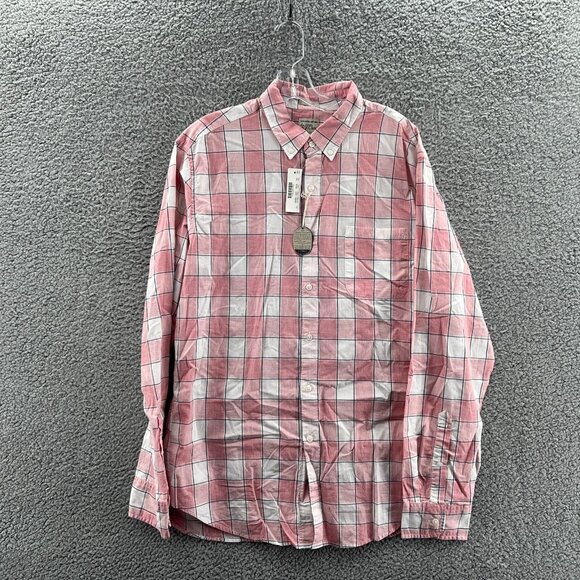 New J.Crew Shirt Mens Large Salmon Plaid Cotton Shirting Special Weaving Yarns - Picture 1 of 10